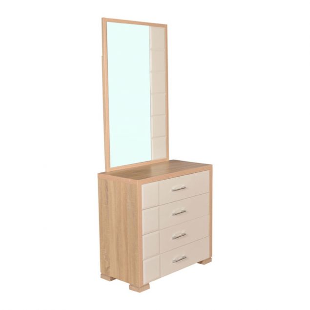 Engineered Wood Dresser with mirror in Oak/white Colour