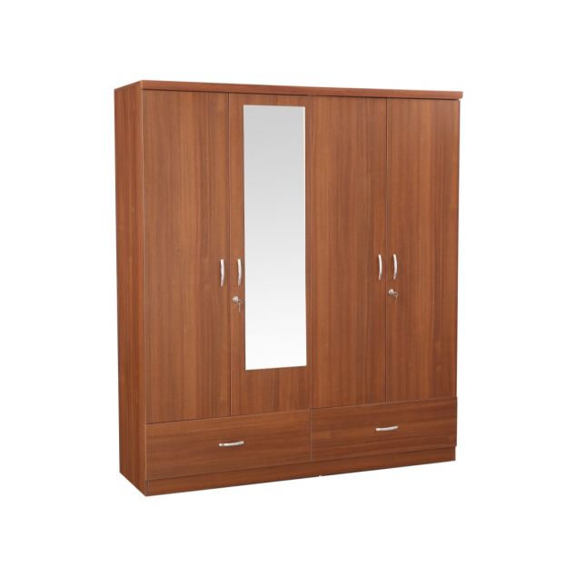 Engineered Wood 4 door wardrobe in sapeli Colour