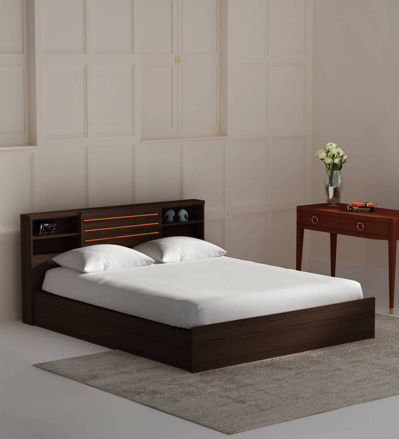 Kaito Queen Size Bed With Box Storage In Wenge Finish