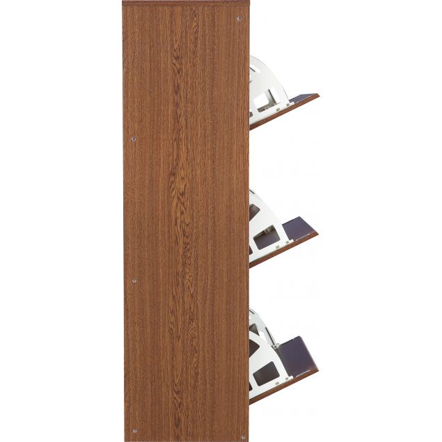 Engineered Wood 3 tier Shoe Rack + Cabinet in African ebony dark Colour