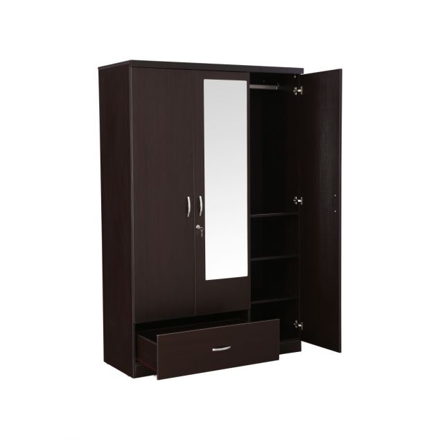 Engineered Wood 3 door wardrobe in Wenge Colour(outsaid drawer)